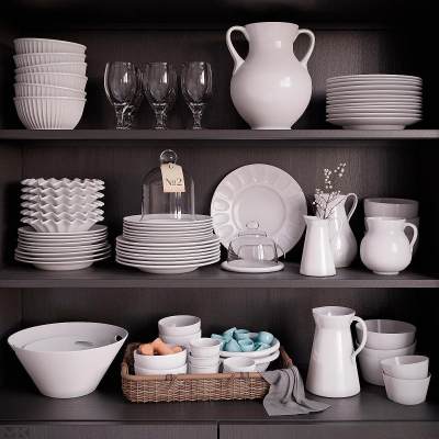 现代储物柜碗碟摆件组合